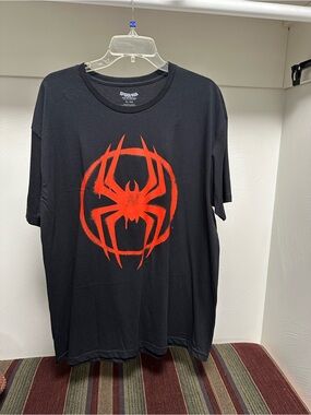Spiderman Black Tee with Bold Red Spider Emblem